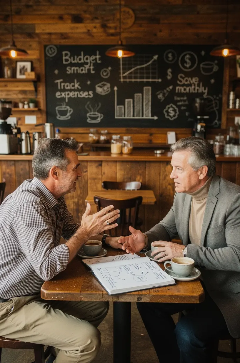 Család megbeszélést tart otthoni költségvetésről egy nappaliban
